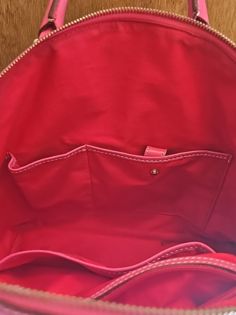 Dooney & Bourke Dark Pink Embossed Dome Satchel with Detachable Strap - Picture 12 of 16